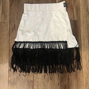 White Tiger Friday Tango Fringe Ballroom Skirt- Child X Large